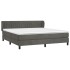 Cama box spring con colchón terciopelo gris oscuro 160x200