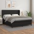 Cama box spring con colchón cuero sintético negro 160x200