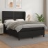 Cama box spring con colchón cuero sintético negro 140x190