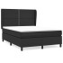 Cama box spring con colchón cuero sintético negro 140x190