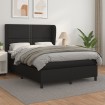 Cama box spring con colchón cuero sintético negro 140x200cm