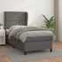 Cama box spring con colchón cuero sintético gris 100x200