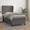 Cama box spring con colchón cuero sintético gris 100x200 cm