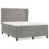 Cama box spring con colchón terciopelo gris claro 140x190