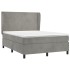 Cama box spring con colchón terciopelo gris claro 140x190