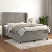 Cama box spring con colchón terciopelo gris claro 140x190 cm