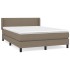 Cama box spring con colchón tela gris taupe 140x190