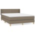 Cama box spring con colchón tela gris taupe 140x200