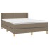 Cama box spring con colchón tela gris taupe 140x200