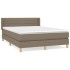 Cama box spring con colchón tela gris taupe 140x190