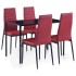 Conjunto de mesa y sillas de comedor 5 piezas color vino