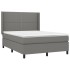 Cama box spring con colchón tela gris oscuro 140x190