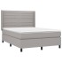 Cama box spring con colchón tela gris claro 140x190