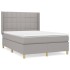 Cama box spring con colchón tela gris claro 140x190