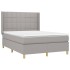 Cama box spring con colchón tela gris claro 140x190