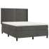 Cama box spring con colchón terciopelo gris oscuro 140x190