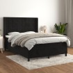 Cama box spring con colchón terciopelo negro 140x190 cm