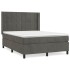 Cama box spring con colchón terciopelo gris oscuro 140x200