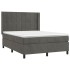 Cama box spring con colchón terciopelo gris oscuro 140x200