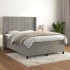 Cama box spring con colchón terciopelo gris claro 140x190