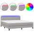 Cama box spring con colchón tela y LED gris claro 160x200