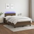 Cama box spring con colchón LED tela marrón oscuro 120x200