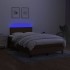 Cama box spring con colchón LED tela marrón oscuro 120x200