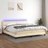 Cama box spring con colchón y LED tela crema 200x200