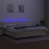 Cama box spring con colchón y LED tela crema 200x200