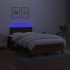 Cama box spring con colchón y LED tela marrón oscuro 120x200