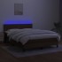 Cama box spring colchón luces LED tela marrón oscuro 140x190