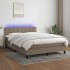 Cama box spring colchón y luces LED tela gris taupe 140x200