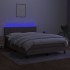 Cama box spring colchón y luces LED tela gris taupe 140x200