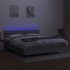 Cama box spring colchón y luces LED tela gris claro 160x200