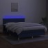 Cama box spring con colchón y LED tela azul 140x200