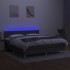 Cama box spring con colchón y LED tela gris oscuro 160x200