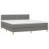 Cama box spring con colchón y LED tela gris oscuro 160x200