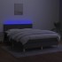 Cama box spring colchón y luces LED tela gris oscuro 140x200