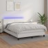 Cama box spring colchón y LED cuero sintético blanco 140x200