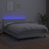 Cama box spring colchón y LED cuero sintético blanco 140x200