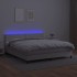 Cama box spring colchón y LED cuero sintético blanco 180x200