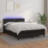 Cama box spring colchón y LED cuero sintético negro 140x200