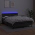 Cama box spring colchón y LED cuero sintético negro 140x200