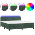 Cama box spring colchón y LED terciopelo verde oscuro