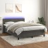 Cama box spring colchón y LED terciopelo gris oscuro 140x190