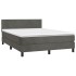 Cama box spring colchón y LED terciopelo gris oscuro 140x190