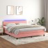 Cama box spring colchón y LED terciopelo rosa 160x200