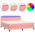 Cama box spring colchón y LED terciopelo rosa 160x200