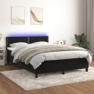 Cama box spring colchón y LED terciopelo negro 140x200 cm