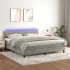 Cama box spring colchón y LED terciopelo gris claro 180x200